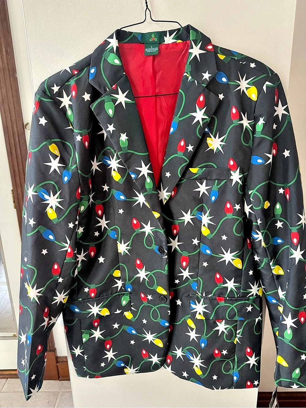 Kohl's Christmas Starlight Blazer Abstract Holiday Blazer Black & Red Size Large